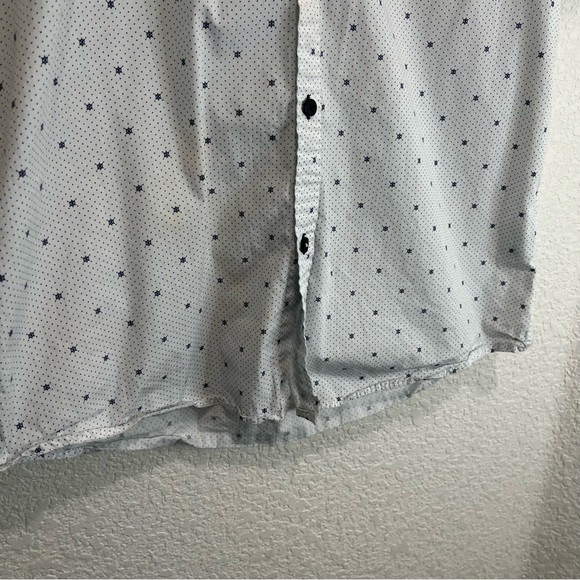 Coastal Polka Dots Nautical Short Sleeve Slim Button Up Shirt Mens Size XL - Picture 5 of 11